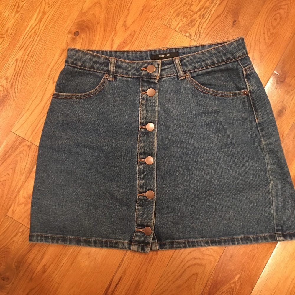 Forever 21 Button-front Denim Mini Skirt